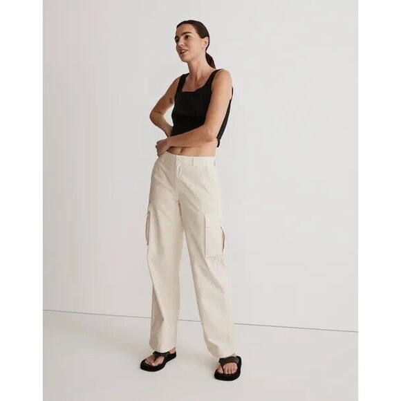 Madewell Size 28 Garment-Dyed Low-Slung Straight Cargo Pants Linen Vintage NWT - Picture 1 of 13